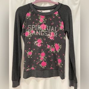 Spiritual Gangster super soft and cozy long sleeve gray tee. Size medium.